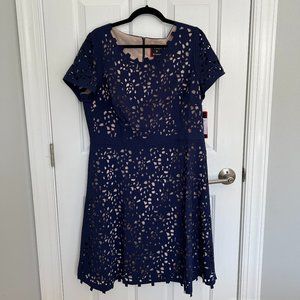 Laser Cutout Short Sleeve Dress